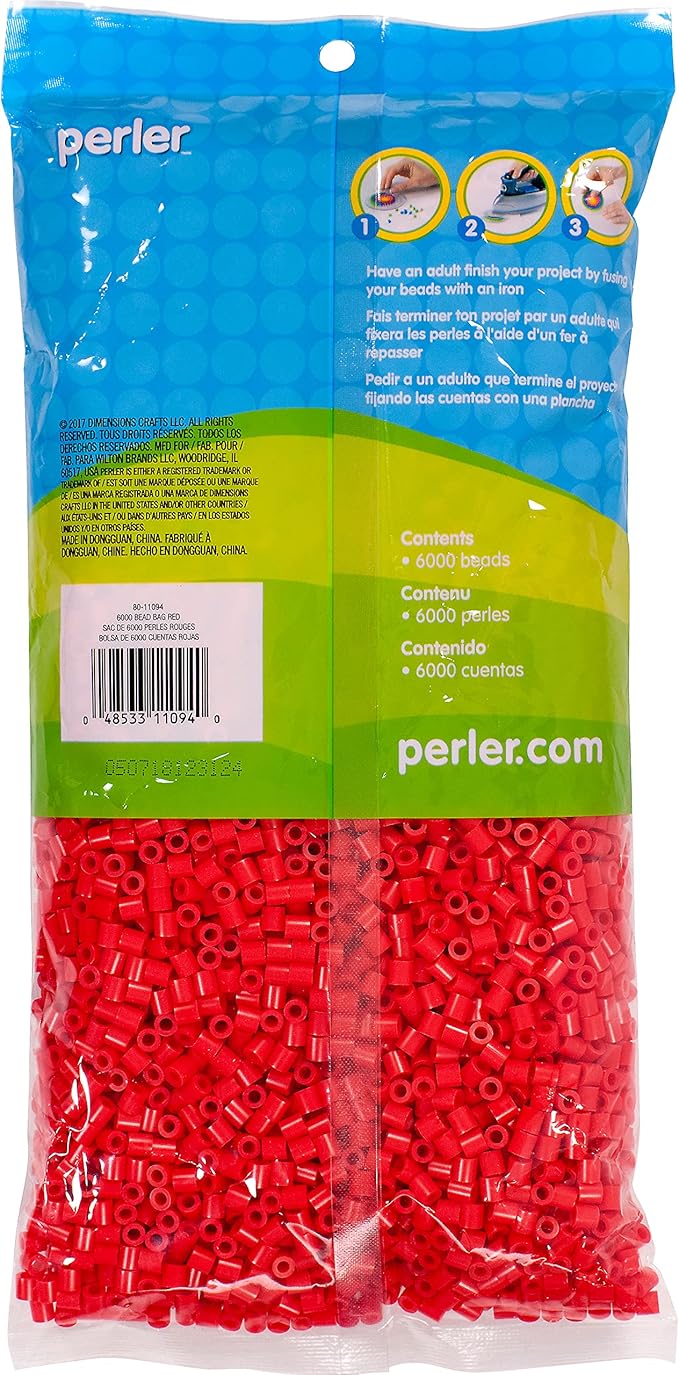 Perler 80-11094 Fuse Bead Set for Kid's Crafts, Red, 6000pcs, Small