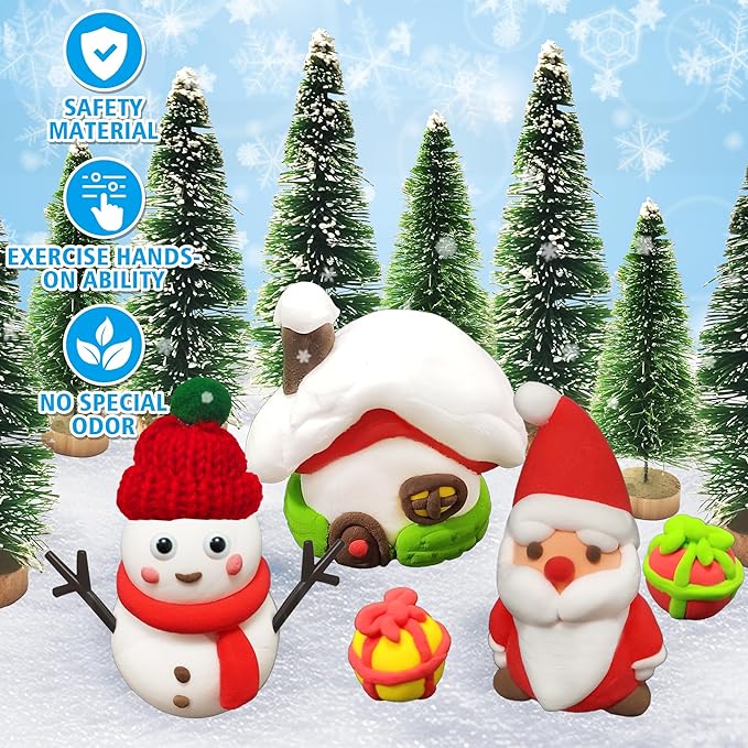 Christmas Sensory Bin,Snowman Making Kit for Kids,Christmas DIY Modeling Clay Making Kit,Xmas Sensory Toys for Holiday with Play Sand for Toddlers,Christmas Kids Toys Gift