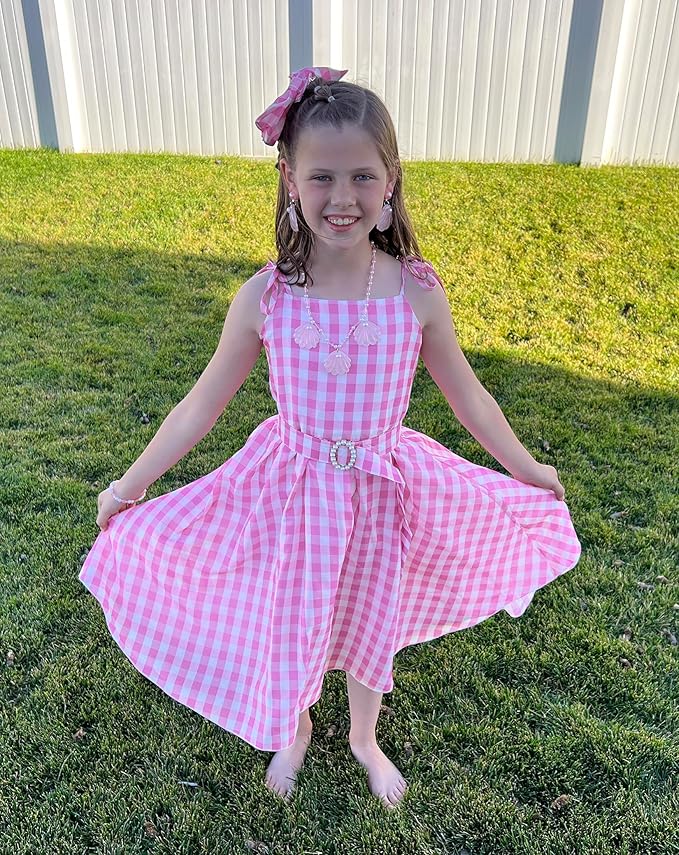 GZ-LAOPAITOU Pink Princess Dress for Girls Movie Cosplay Costume Outfits Kids Halloween Party Princess Dress Up Clothes