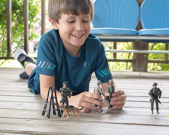 Sunny Days Entertainment Elite Force Army Ranger Action Figures – 5 Pack Military Toy Soldiers Playset | Realistic Gear and Accessories