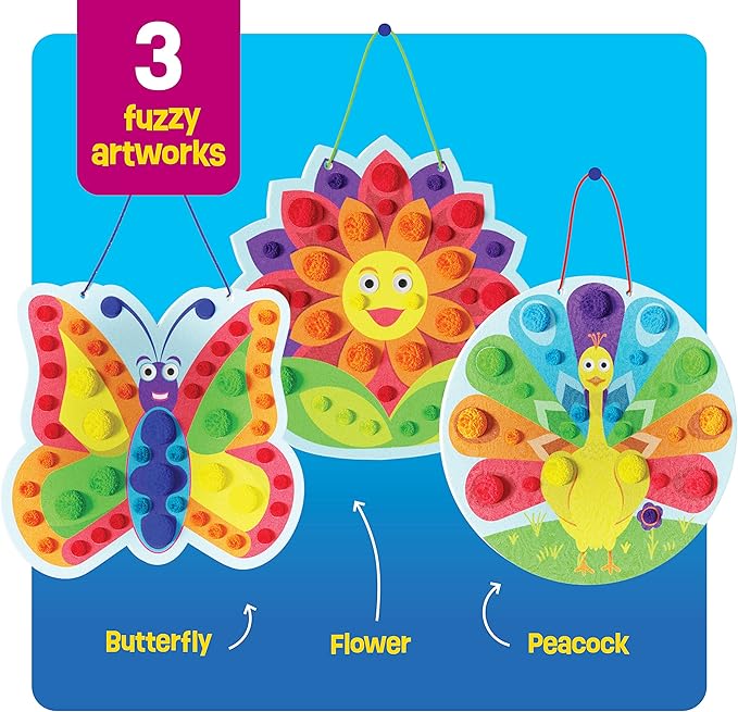 Pom Pom Arts & Crafts Kit for Toddlers - Toddler Art Activity Easter Craft for Little Boys & Girls Ages 3, 4, 5, 6 Years Old Kids Sensory Activities - Builds Fine Motor Skills & Hand-Eye Coordination