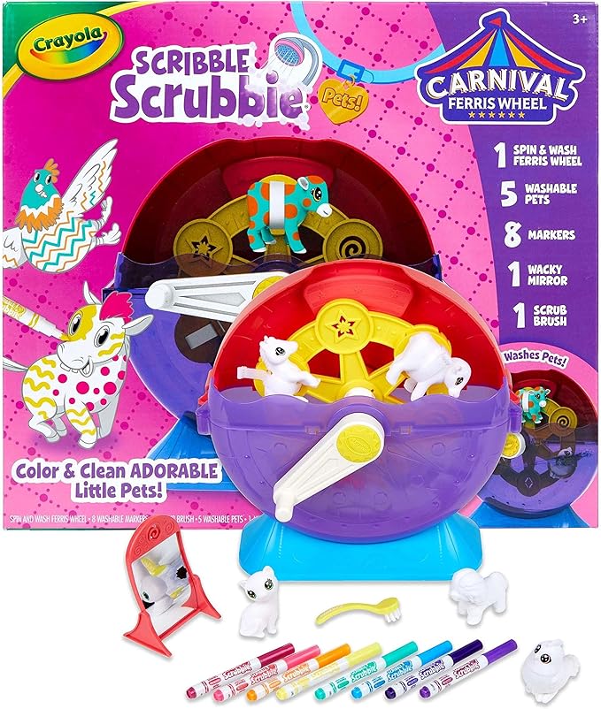 Crayola Scribble Scrubbie Pets Carnival Playset, Pet Grooming Toy, Animal Toys for Girls & Boys, Gift for Kids, Ages 3+