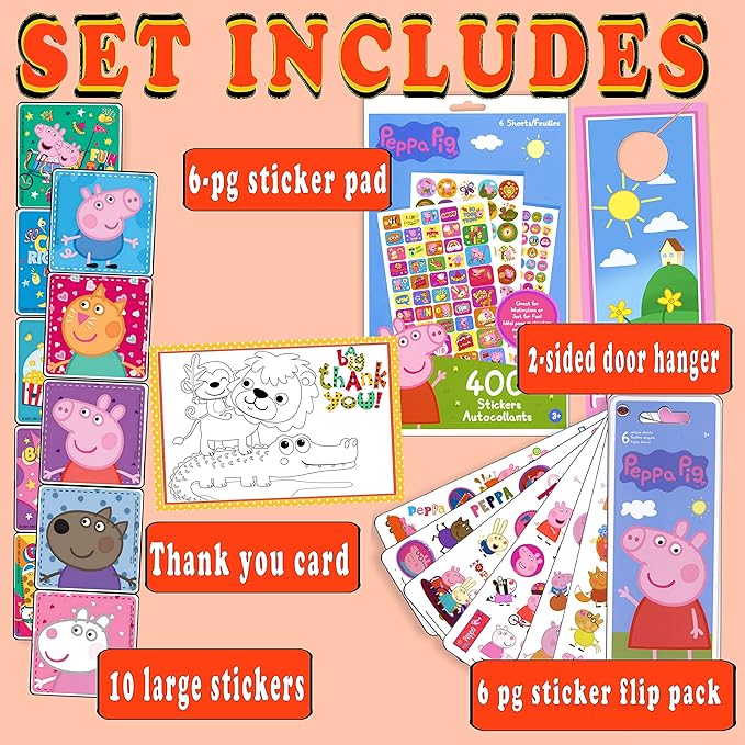Peppa Stickers Activity Set - Bundle Includes Peppa Pig Stickers Flip Pack, Peppa Reward Stickers, and 2-Sided Door Hanger (Peppa Sticker Activity)