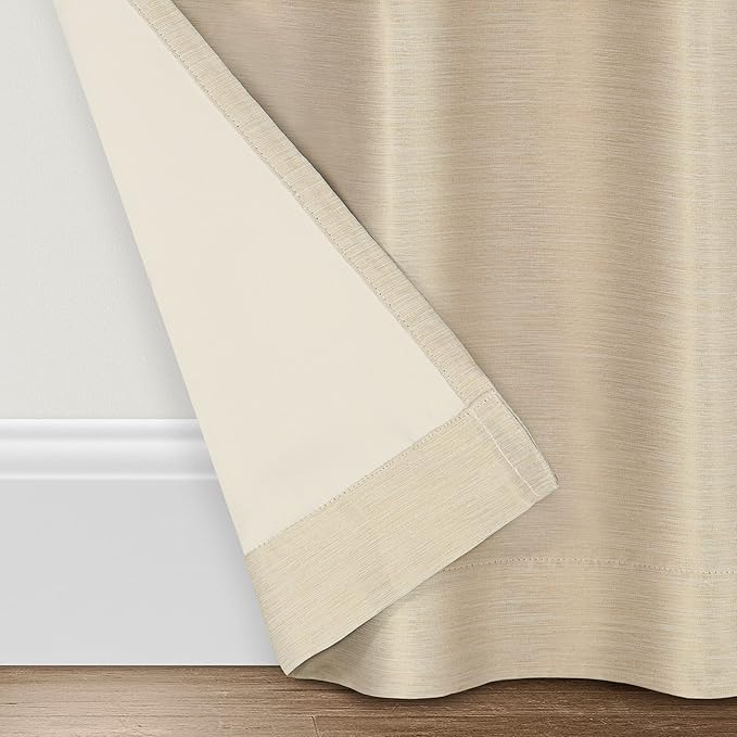 Eclipse Fresno Modern Blackout Thermal Rod Pocket Window Curtain for Bedroom (1 Panel), 52" x 84", Wheat