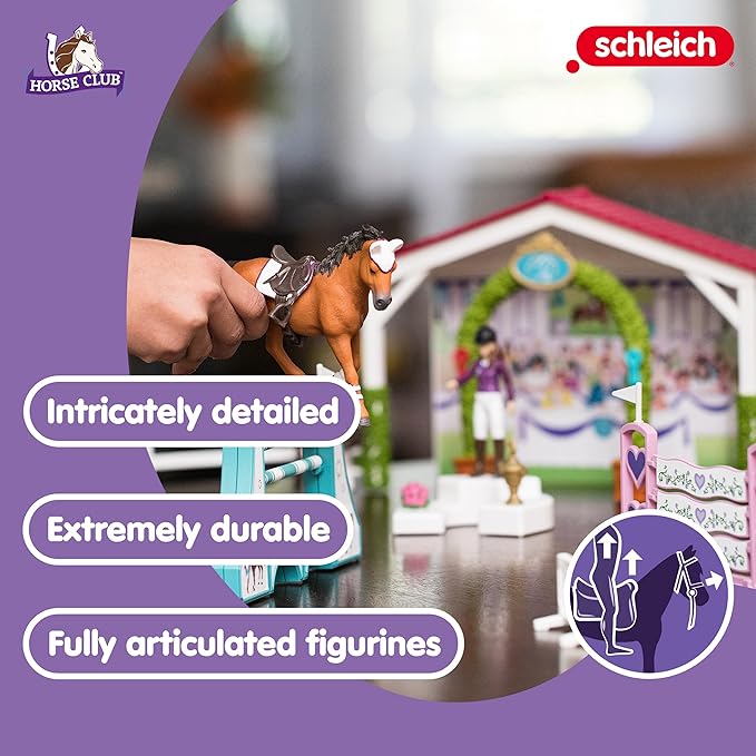 Schleich Horse Club — 86-Piece Friendship Horse Tournament Playset, Horse Playset with Arabian Mare Figurine and 2 Dolls, Horse Toys for Girls and Boys Ages 5+