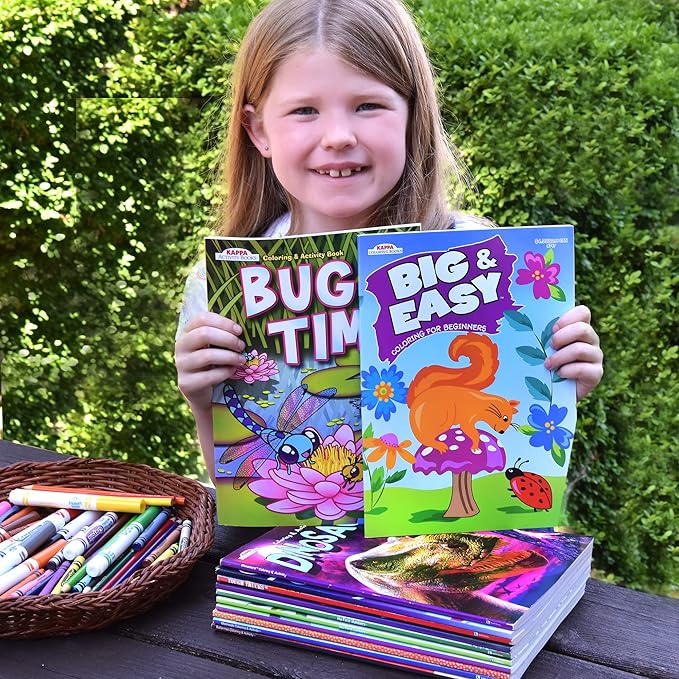 Kappa Coloring and Activity Books for Boys, Numbers and Letters, ABCs, Wild Animals, Dinosaurs, Tough Trucks, 8.5”x11” Extra Large Size for Hours of Fun, Ages 2-4, 4-8, 8-12 (Pack of 5)