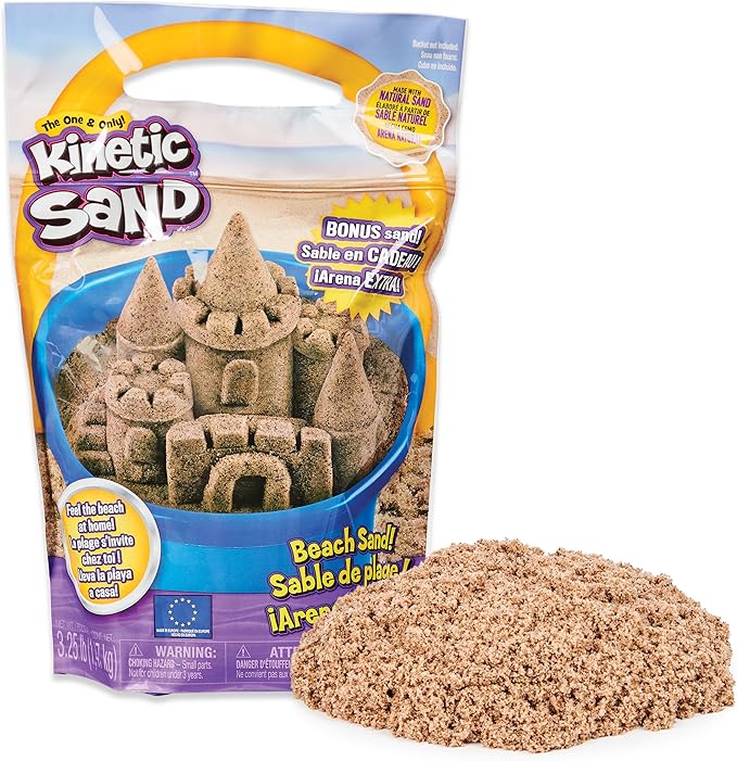 Kinetic Sand, 3.25lbs Beach Play Sand, Moldable Sensory Toys for Kids, Resealable Bag, for Ages 3 and up (Amazon Exclusive)