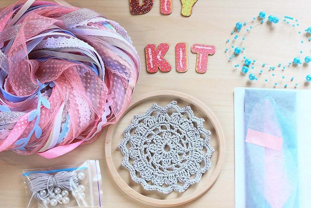 DIY Dreamcatcher Kit Boho Kids Craft Kit Doily Dream Catcher 4.8`/12 cm diameter Birthday Party Activity Crafting Set Stocking Stuffer Christmas Gift