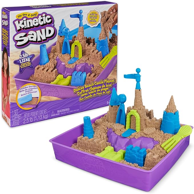 Kinetic Sand, Deluxe Beach Castle Playset with 2.5lbs Play Sand, Tools & Molds, Sensory Toys for Kids Ages 5 and up
