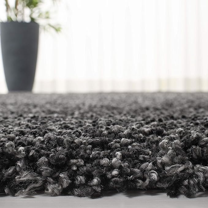SAFAVIEH Royal Shag Collection Runner Rug - 2'2" x 8', Charcoal, Non-Shedding & Easy Care, 2-inch Thick Ideal for High Traffic Areas in Living Room, Bedroom (RYG117H)