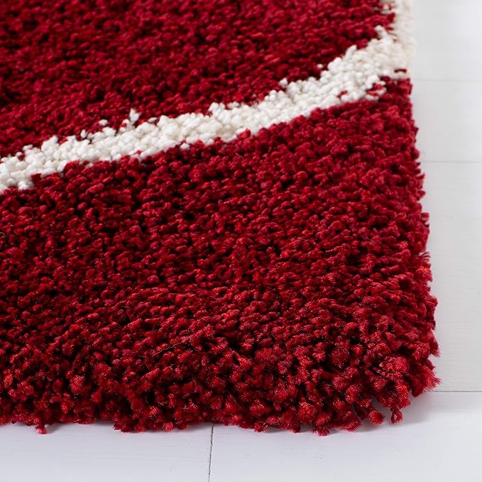 SAFAVIEH Hudson Shag Collection Accent Rug - 4' x 6', Red & Ivory, Trellis Design, Non-Shedding & Easy Care, 2-inch Thick Ideal for High Traffic Areas in Entryway, Living Room, Bedroom (SGH280R)