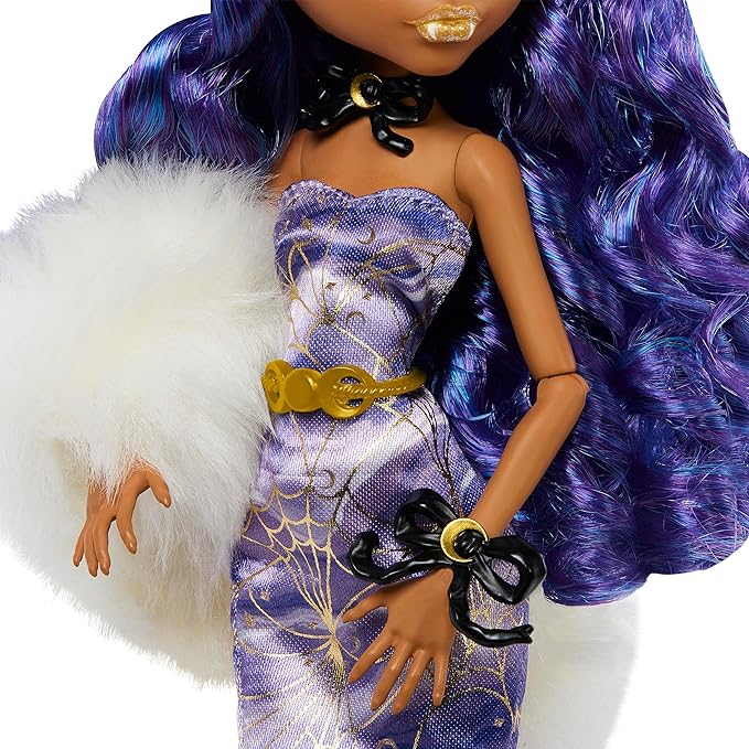 Monster High Howliday Winter Edition Doll, Clawdeen Wolf Collectible in ICY Lavender Gown with Furry Boa & Accessories