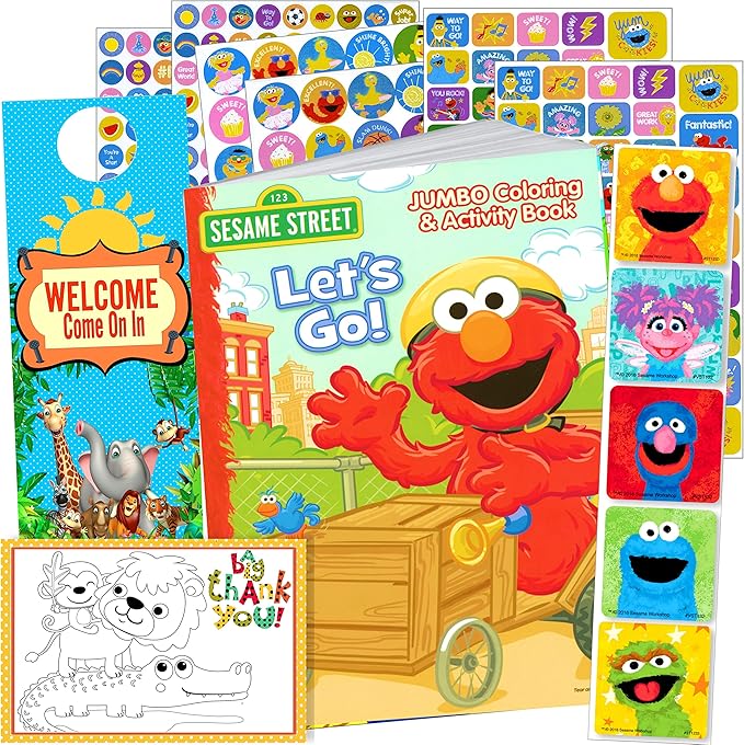 Disney Studios Sesame Street Elmo Coloring Book with Sesame Street Stickers Bundle