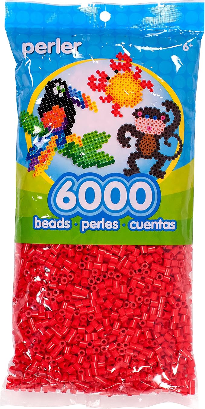 Perler 80-11094 Fuse Bead Set for Kid's Crafts, Red, 6000pcs, Small