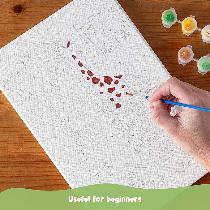 BONNYCO Paint by Numbers Kit for Kids Animals Pack 3 Canvas Paint by Number Canvas, Jungle Animals Gifts for Boys, Arts and Crafts, Kids Paint by Number Kits Pre Drawn Canvas for Painting for Kids