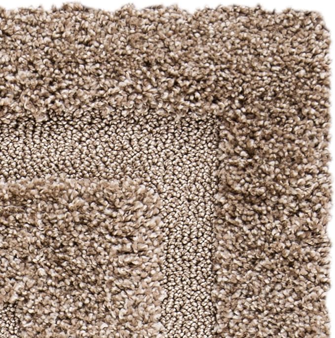 SAFAVIEH Florida Shag Collection 4' Square Beige / Beige SG454 Border Non-Shedding Living Room Bedroom Dining Room Entryway Plush 1.2-inch Thick Area Rug