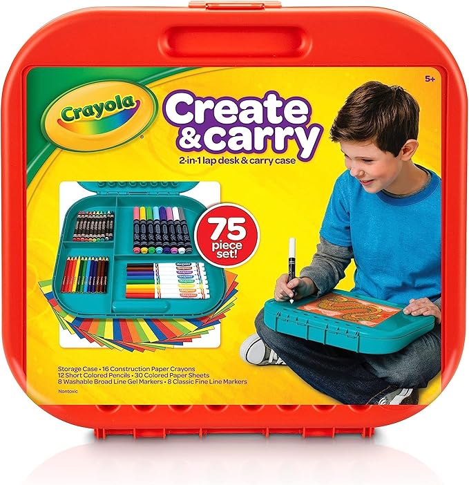 Crayola Create 'N Carry Art Set (75pcs), Art Supplies Kit, Drawing Set for Kids, Arts & Crafts Supplies, Gift for Kids, 5+