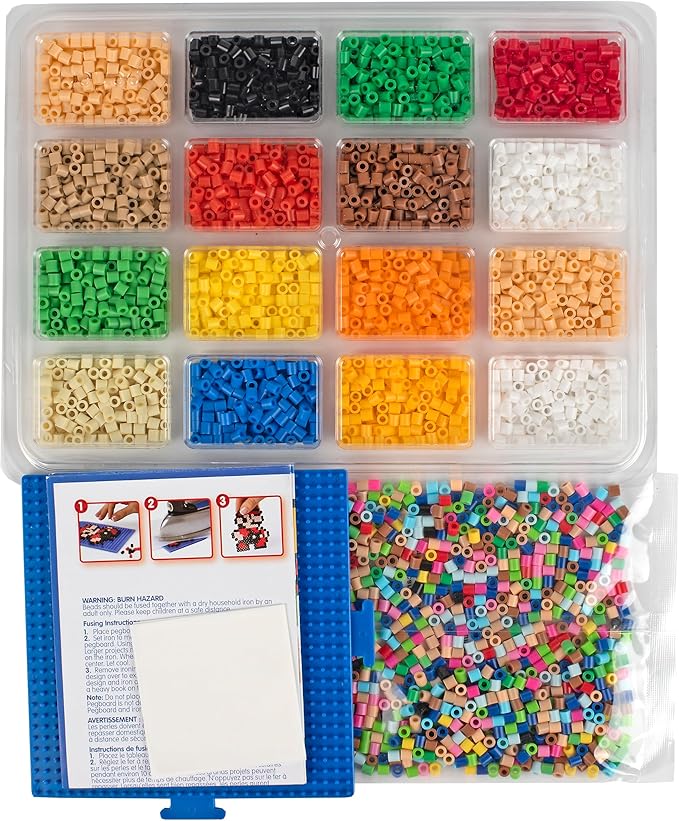 Perler 80-57090 Nintendo Super Mario Fused Bead Deluxe Box Kit, 8 Unique Patterns, Multicolor, 4385 Pieces