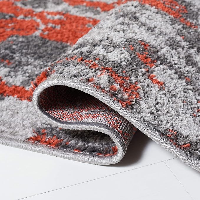 SAFAVIEH Adirondack Collection Area Rug - 9' x 12', Orange & Grey, Modern Abstract Design, Non-Shedding & Easy Care, Ideal for High Traffic Areas in Living Room, Bedroom (ADR134P)