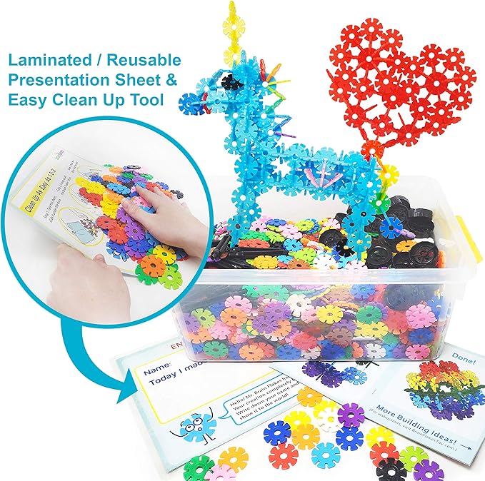 Brain Flakes 2500 Piece Build 'n' Build Kit - A Creative and Educational Alternative to Building Blocks - Wheel Pieces and Special Parts Included - A Great Stem Toy for Both Boys and Girls