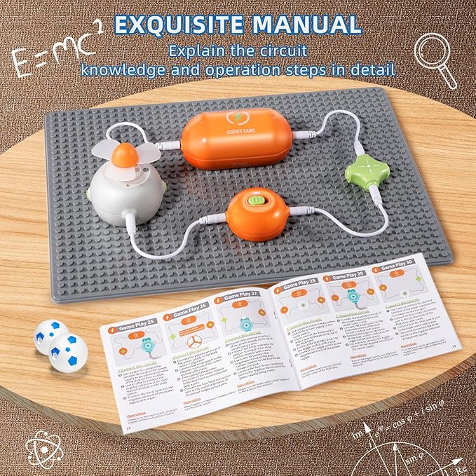 Circuit Kits for Kids Age 3-12，25PCS Circuit Blocks Board，DIY Electronics Exploration Kit with 64 Projects,Science Kits for Boys Girls, Full Color Project Manual，STEM Educational Toys