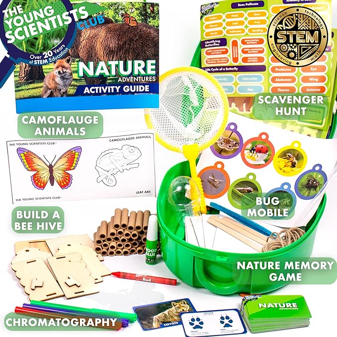 Nature Adventure Pack by Horizon Group USA, Nature Kit for Kids, Includes Hands-On Guide, 14+ Activities, Reusable Backpack, 42-Piece Card Game, Scavenger Hunt & More, Multi