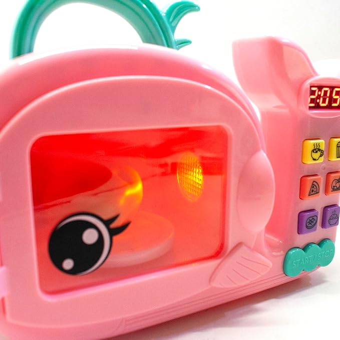 Boley Zoo Troop: Whale Microwave - 17pc Playset, Electronic Light & Sound, Animal Shaped Kitchen Appliance, Food Accessories, Pretend Play, Kids Ages 2+