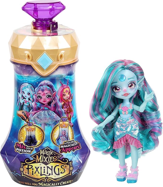 Magic Mixies Pixlings. Marena The Mermaid Pixling. Create and Mix A Magic Potion That Magically Reveals A Beautiful 6.5" Pixling Doll Inside A Potion Bottle! Gifts for Kids, Ages 5+
