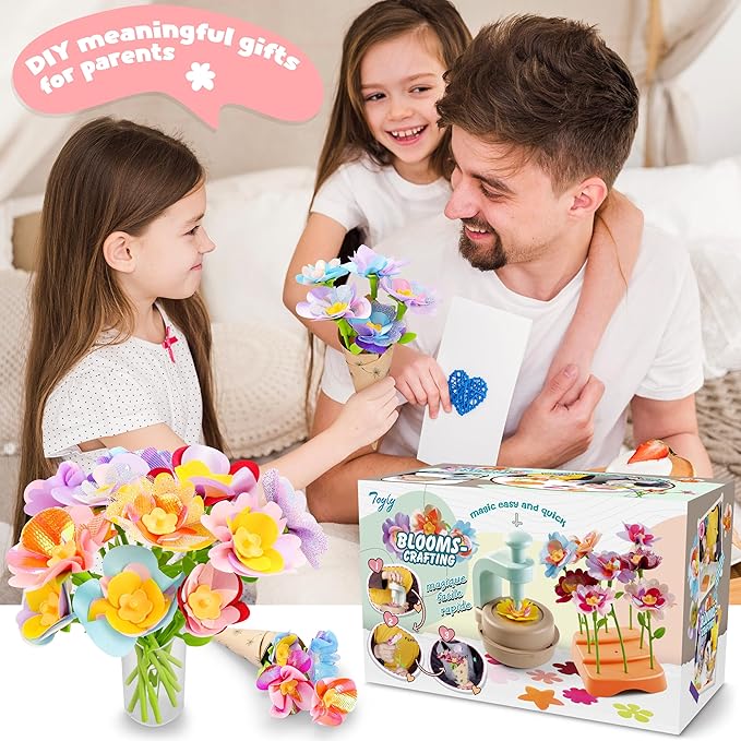 Fabric Flower Bouquets Toys, DIY Craft Kits Toys for Kids - Flower Market Toy, Build Your Flower Bouquet, Arts & Crafts for 4 5 6 7 8 Year Toddler Girl, Educational Activity Preschool B-Day Gifts