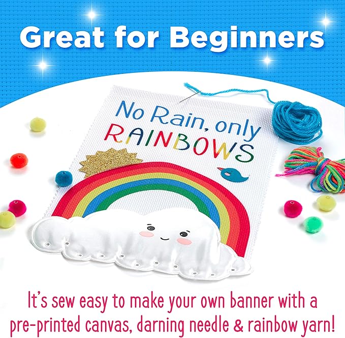 Creativity for Kids Quick Stitch Banner – Kids Cross Stitch Rainbow Kit