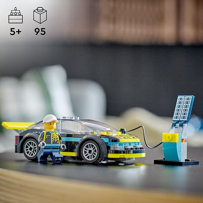 LEGO City Electric Sports Car 60383, Toy for 5 Plus Years Old Boys and Girls, Race Car for Kids Set with Racing Driver Minifigure, Building Toys