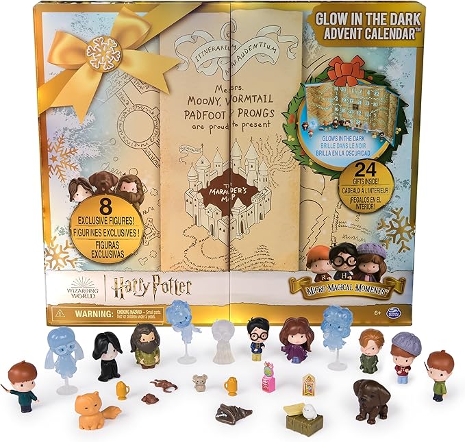 Wizarding World Harry Potter, Micro Magical Moments Glow in The Dark Advent Calendar 2024, 24 Surprise Toys, Christmas Countdown Calendar for Ages 6+