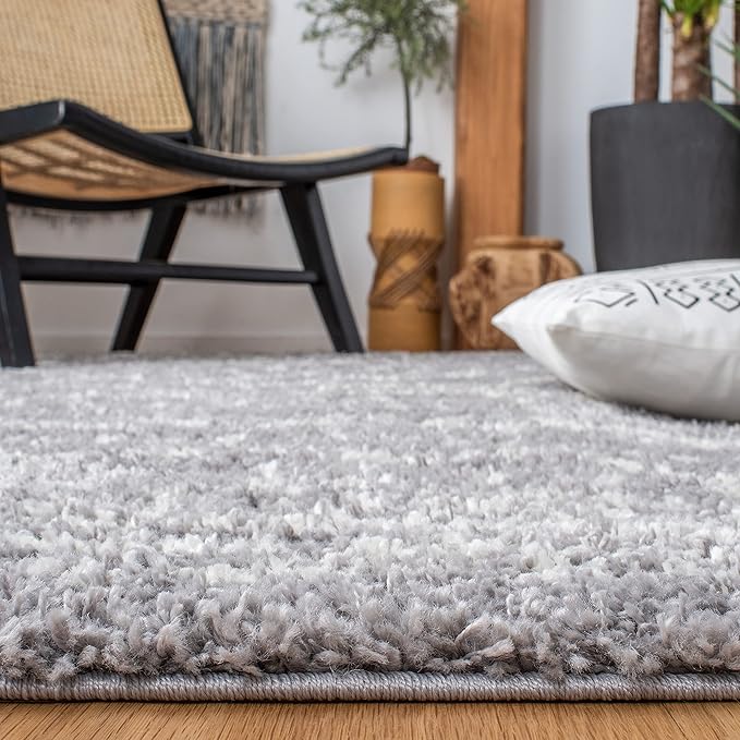 SAFAVIEH Arizona Shag Collection Runner Rug - 2'3" x 12', Grey & Ivory, Moroccan Design, Non-Shedding & Easy Care, 1.6-inch Thick Ideal for High Traffic Areas in Living Room, Bedroom (ASG741G)