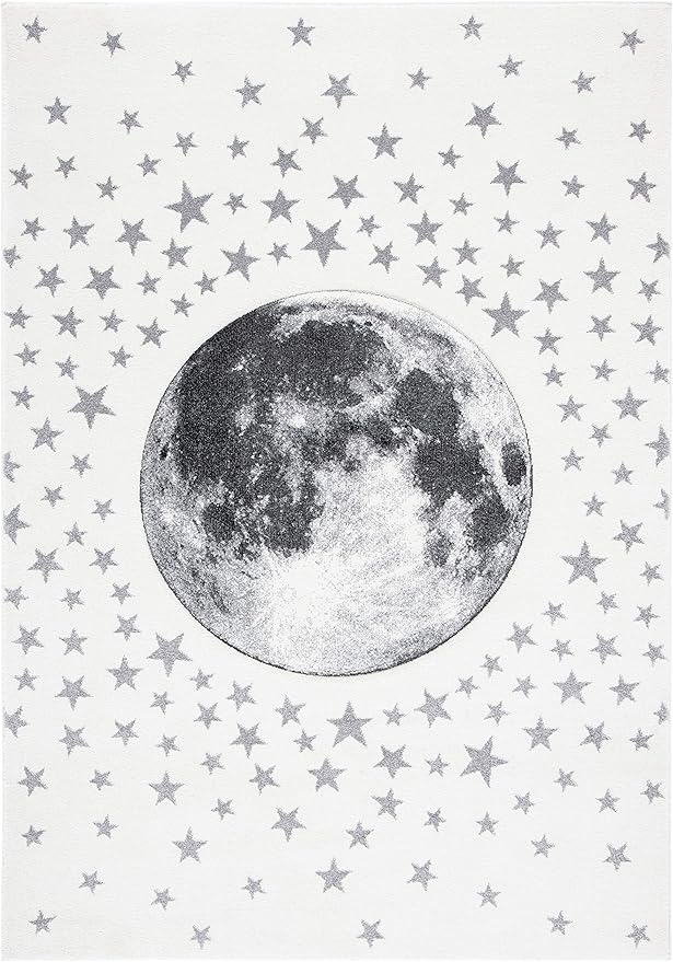 SAFAVIEH Carousel Kids Collection Accent Rug - 3'3" x 5'3", Ivory & Grey, Non-Shedding & Easy Care, Ideal for High Traffic Areas for Boys & Girls in Playroom, Nursery, Bedroom (CRK135A)