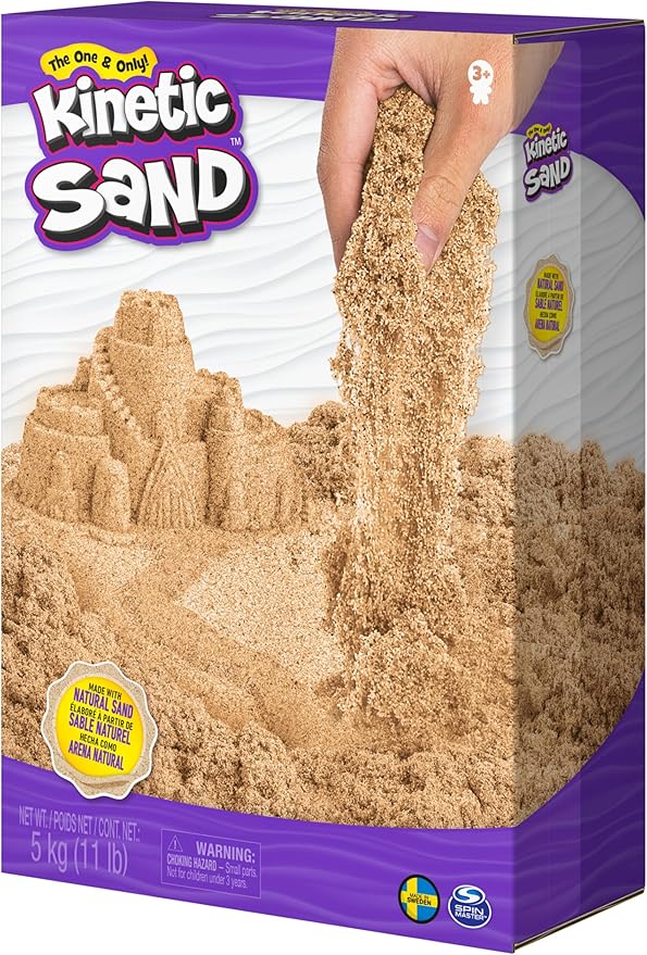 Kinetic Sand, 11lb (5kg) Natural Brown Bulk Play Sand for Arts and Crafts, Sandbox, Moldable Sensory Toys for Kids Ages 3 and up