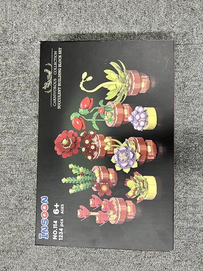 Succulent Flowers Bonsai Building Sets, 8 Packs Botanical Collection Building Block Kit for Home Decor, 1234 PCS Plant Building Toy Gifts for Adults Kids Girls Boys Ages 6 7 8 9 10 11 12+