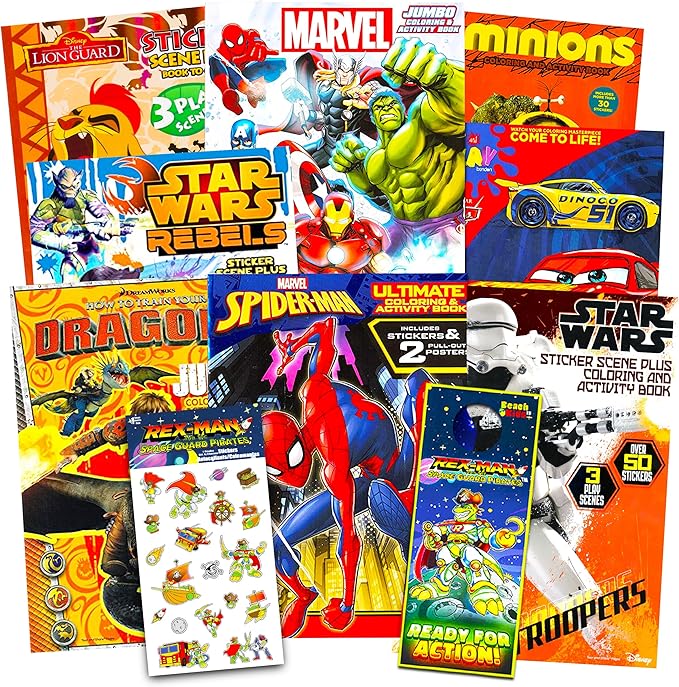 for Kids Boys Ages 4-8 Bundle ~ 9 Pack Activity Books with Games, Stickers, Mazes and Puzzles Coloring Books Bulk