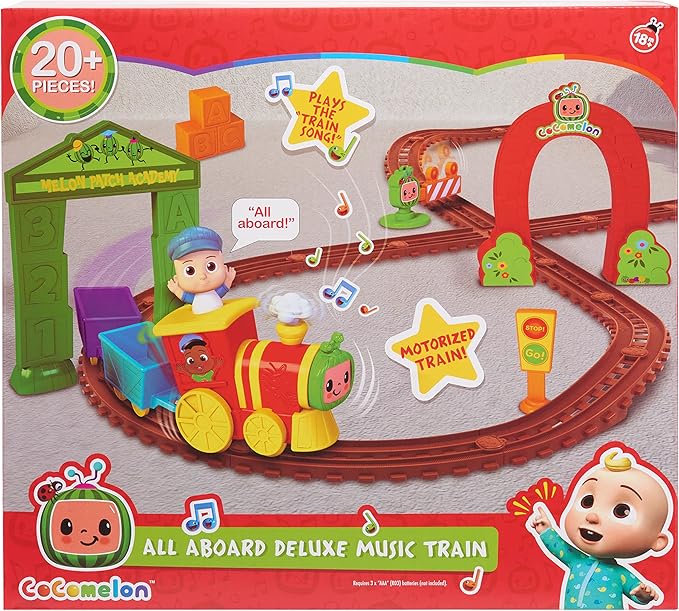 CoComelon All Aboard Musical Train with Bonus Pieces, 24-pieces, Plays “The Train Song", Kids Toys for Ages 18 Month by Just Play