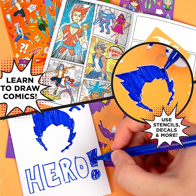 Made By Me Anime Color & Design Artist Set, 22-Piece Art Set, How to Draw Anime, Create Your Own Comics, Make Your Own Manga & Anime Sketchbook, Gifts for Anime Enthusiasts, Arts & Crafts for Kids 6+