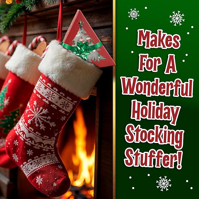 Christmas Stocking Stuffers Jewel Rings for Kids, Holiday Dress-Up Jewelry Set - Rings, Bracelets, Clip-On Earrings for Girls - Christmas Tree Gift Box, Christmas Gift for Girls Age 3 4 5 6 7 8 and Up