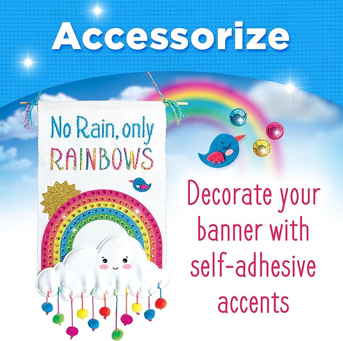 Creativity for Kids Quick Stitch Banner – Kids Cross Stitch Rainbow Kit