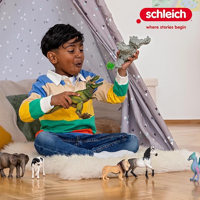 schleich DINOSAURS — Tyrannosaurus Rex, T-Rex Toy with Realistic Detail and Movable Jaw, Imagination-Inspiring Dinosaur Toys for Girls and Boys Ages 4+, Dark Green