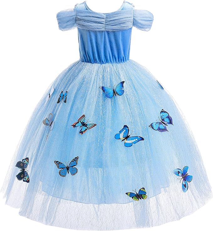 Dressy Daisy Toddler Little Girls' Princess Dress Costume with Accessories Halloween Fancy Dresses Up Butterfly Size 3T Blue