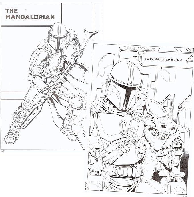 Disney Studios Star Wars Mandalorian Coloring Book Set - Bundle Includes Baby Yoda Stickers and Specialty Door Hanger(Star Wars Classic)