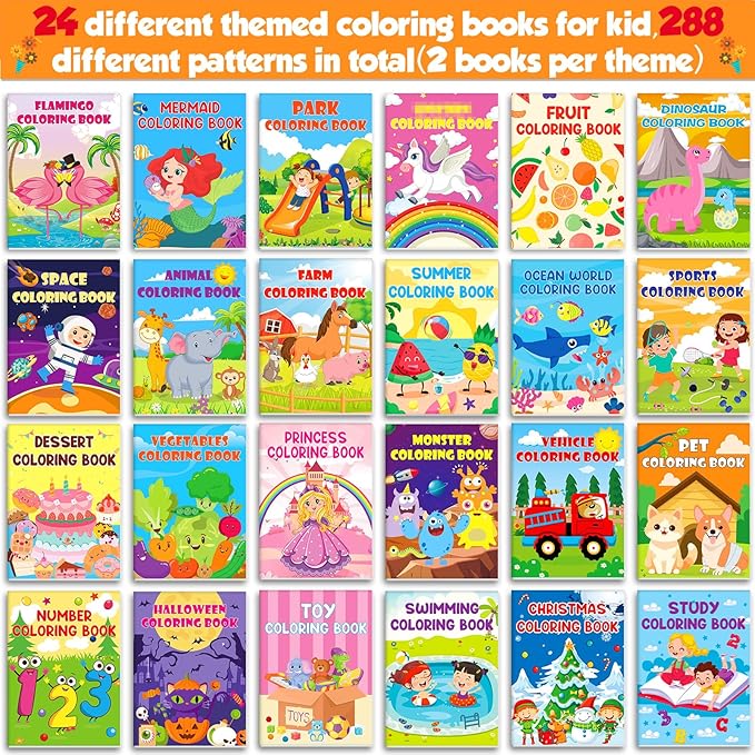 Lionoble 48 Pack Coloring Books for Kids Ages 4-8, Small Coloring Books for Kids Party Favors Bulk Birthday Gifts Goodie Bags Stuffers Classroom Activity Includes Animals Mermaid Dinosaur