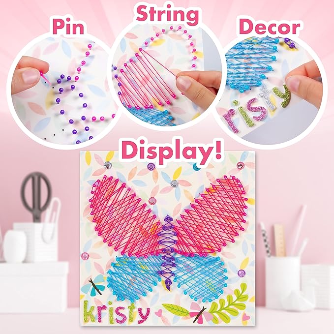 Creative Kids String Art Kit for Kids Age 6+ | 4 Fun Projects in 1 String Art Craft Kit Flower, Heart, Rainbow & Unicorn | String Art Kids Birthday Gifts for Girls & Boys