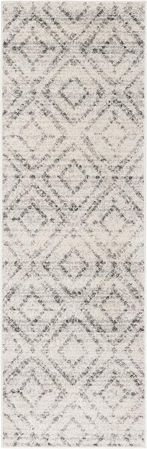 SAFAVIEH Adirondack Collection Runner Rug - 2'6" x 20', Light Grey & Grey, Modern Diamond Distressed Design, Non-Shedding & Easy Care, Ideal for High Traffic Areas in Living Room, Bedroom (ADR131C)