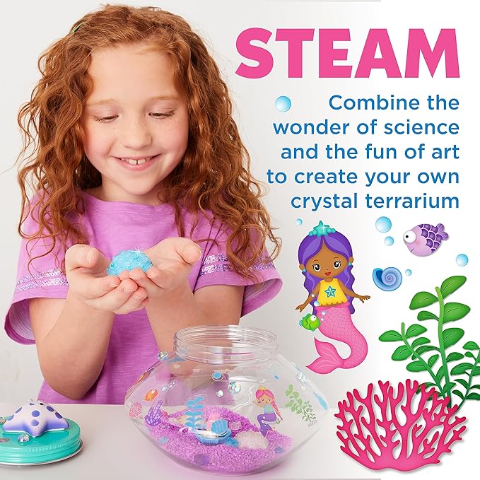 Creativity for Kids Crystal Mermaid Terrarium Kit - STEM Projects for Kids Ages 6-8+, Arts and Crafts for Girls and Boys, Multicolor