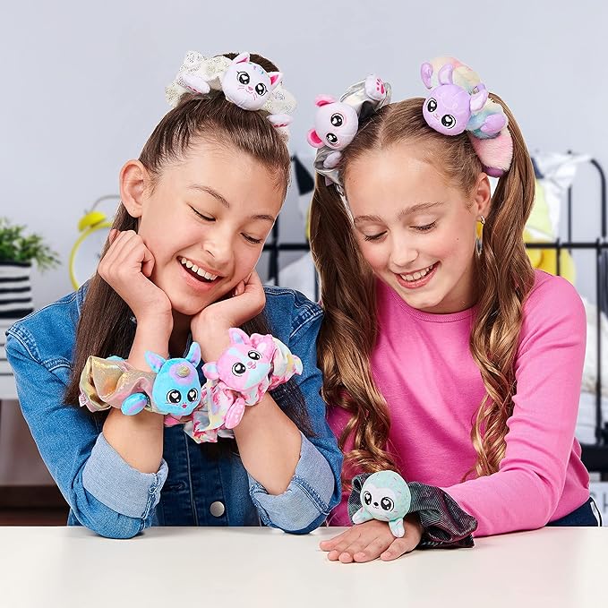 Scrunchmiez Giantz, These Cute Oversized scrunchies Magically Transform from Hair Accessory to Lovable Plush Collectible Friend and Backpack Clip! - Sprinki The Sloth, Multicolor, (96533)
