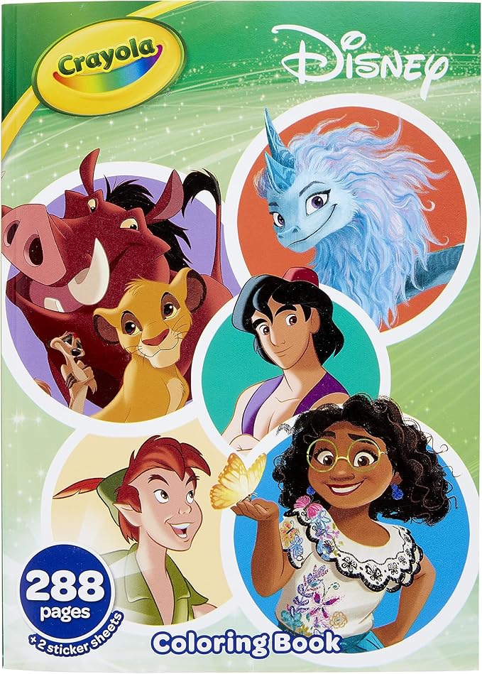Crayola Disney Coloring Book (288pgs), Disney Sticker & Coloring Book for Kids, Disney Toys & Gifts, Stocking Stuffer for Girls & Boys, 3+